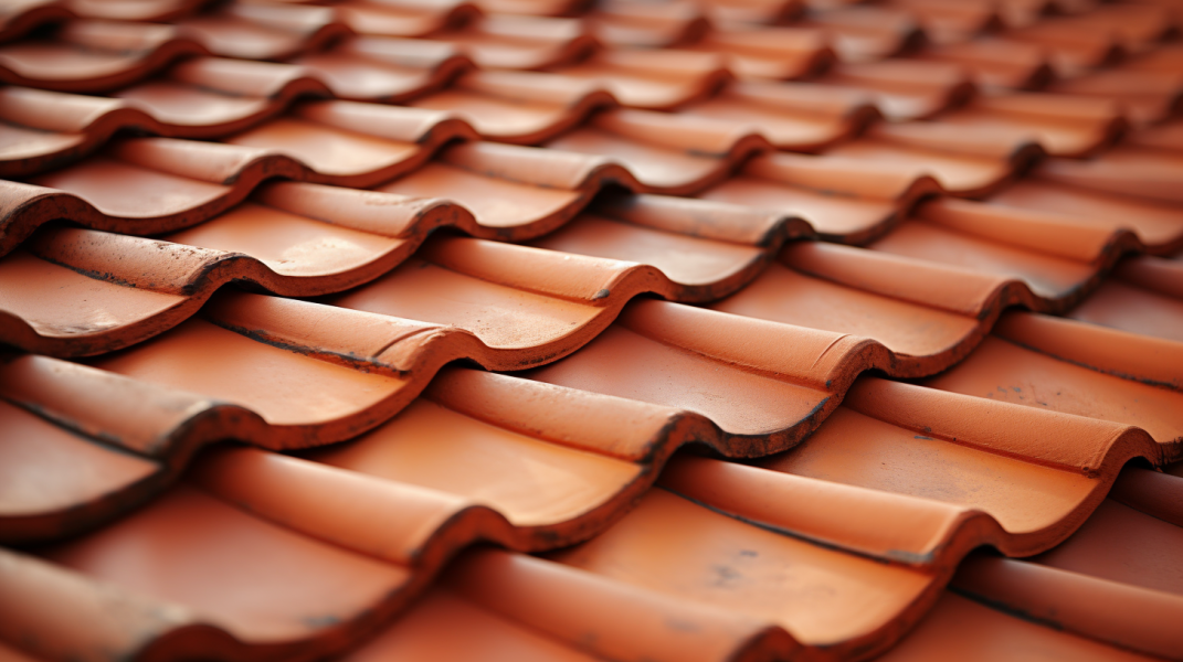 A close up image of a tiled roof.