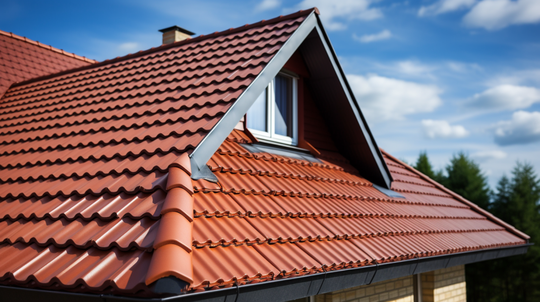A roof with a red tiled roof.